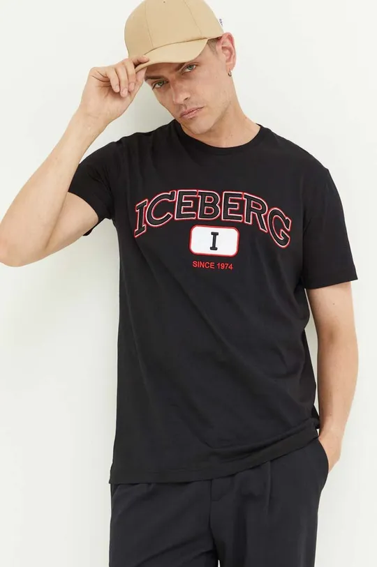 czarny Iceberg t-shirt Męski