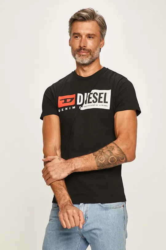 czarny Diesel T-shirt Męski