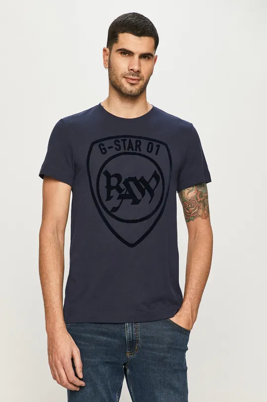 granatowy G-Star Raw - T-shirt D15616.B353 Męski