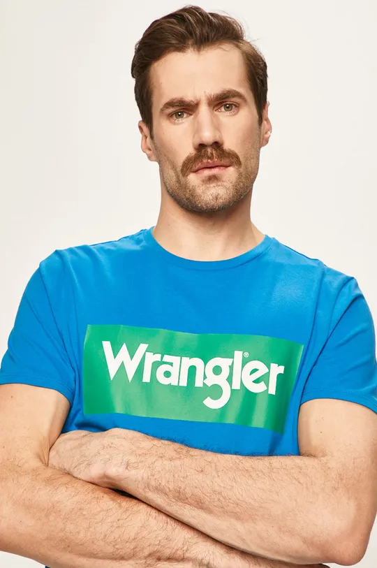 modrá Wrangler - Pánske tričko Pánsky