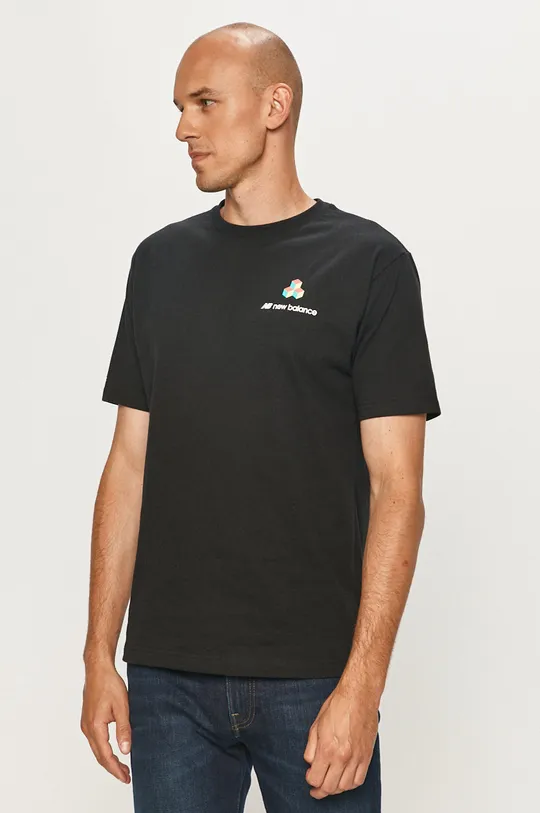 czarny New Balance - T-shirt MT01560BK Męski