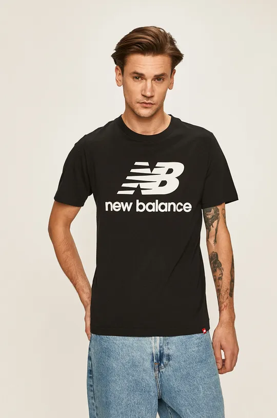 μαύρο New Balance - Μπλουζάκι Ανδρικά