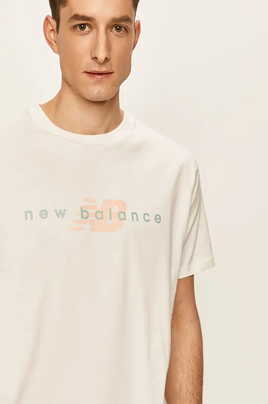 biela New Balance - Tričko MT01516WT Pánsky