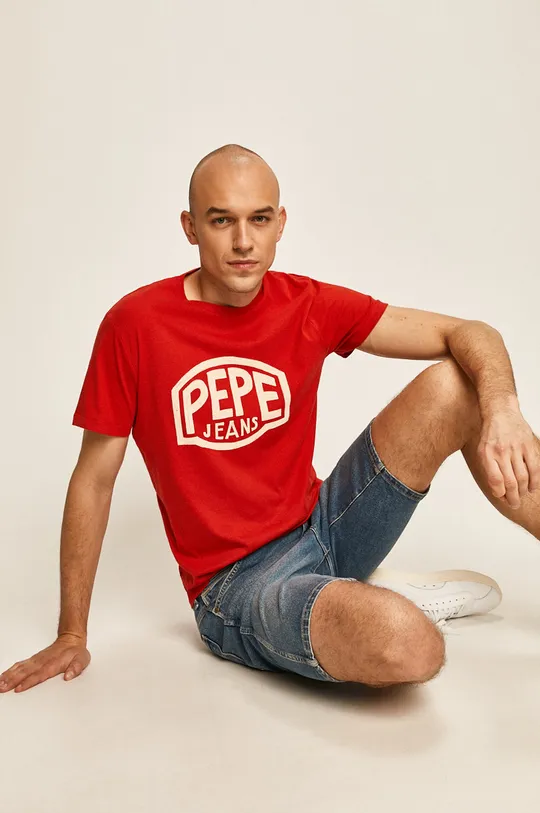 červená Pepe Jeans - Tričko Earnest Pánsky