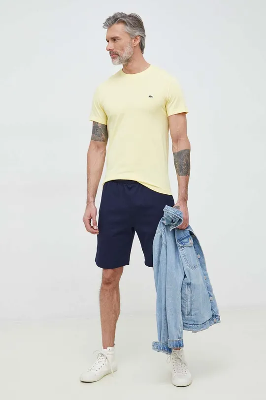 Βαμβακερό μπλουζάκι Lacoste κίτρινο
