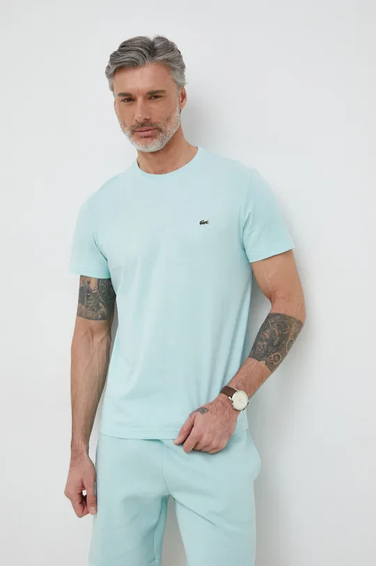 turkusowy Lacoste t-shirt bawełniany Męski