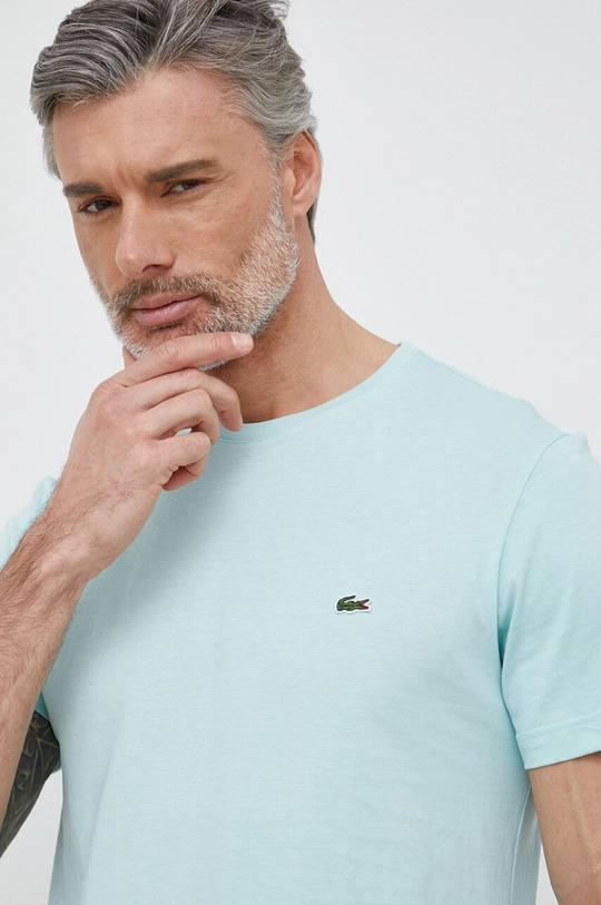 turkusowy Lacoste t-shirt bawełniany