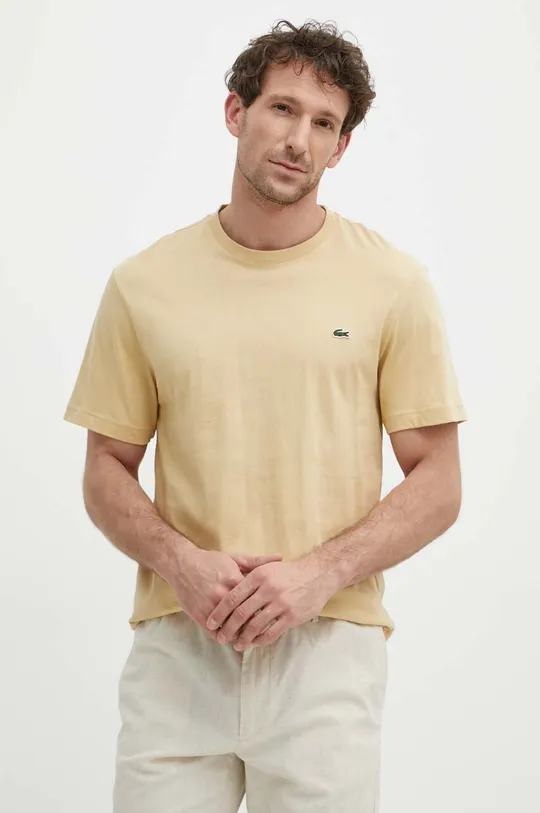 beżowy Lacoste t-shirt bawełniany