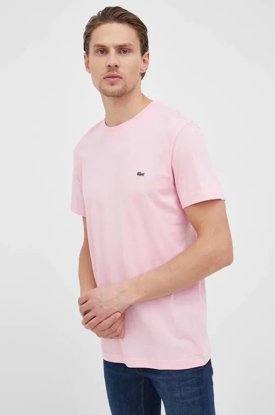 розовый Хлопковая футболка Lacoste Мужской