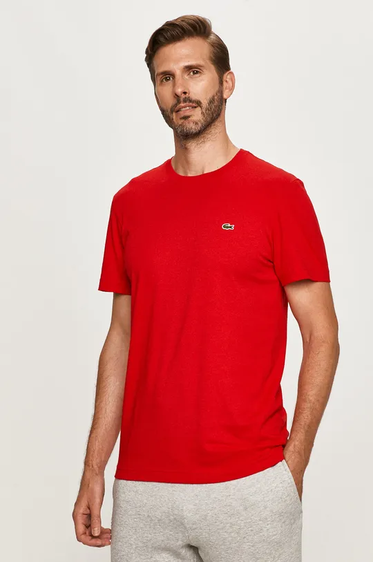 rdeča Lacoste bombažna majica Moški