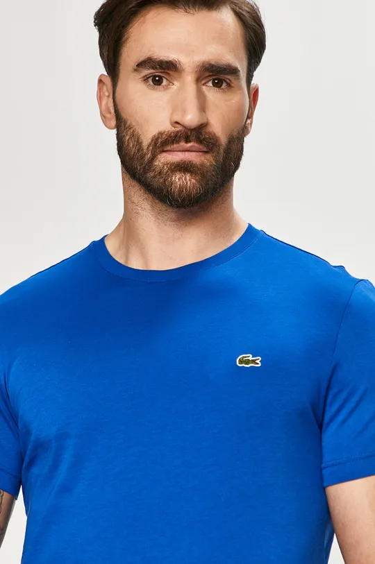 modrá Bavlnené tričko Lacoste