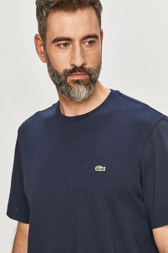 tmavomodrá Bavlnené tričko Lacoste Pánsky