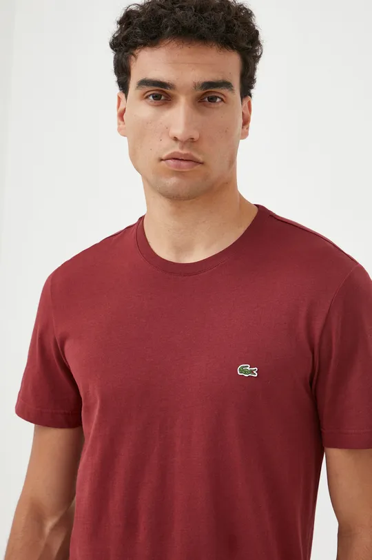 bordowy Lacoste t-shirt bawełniany Męski