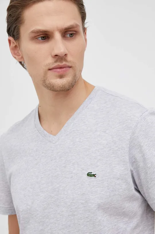 gray Lacoste t-shirt