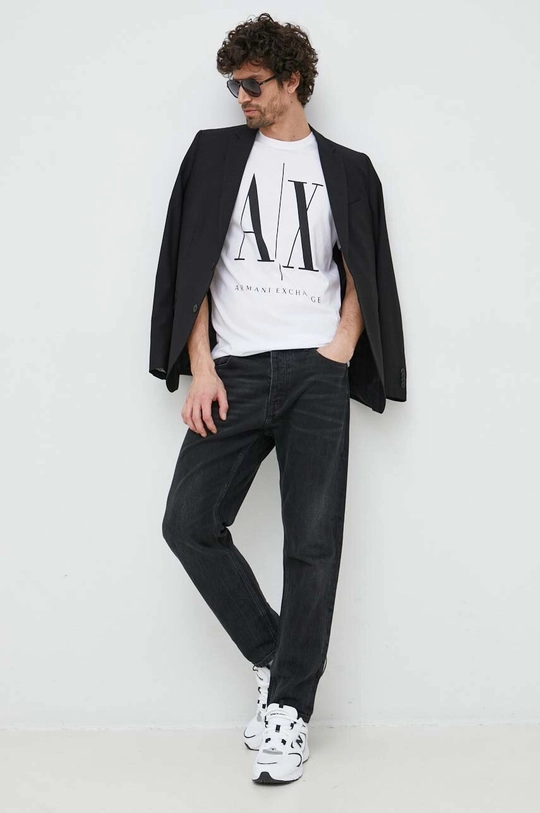 biały Armani Exchange t-shirt bawełniany