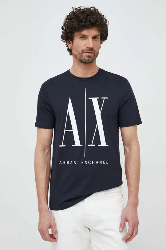 тёмно-синий Хлопковая футболка Armani Exchange