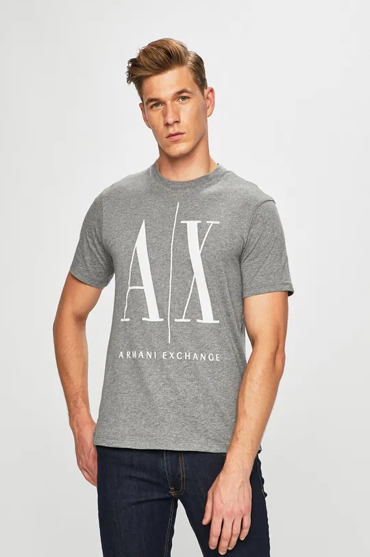 sivá Bavlnené tričko Armani Exchange Pánsky