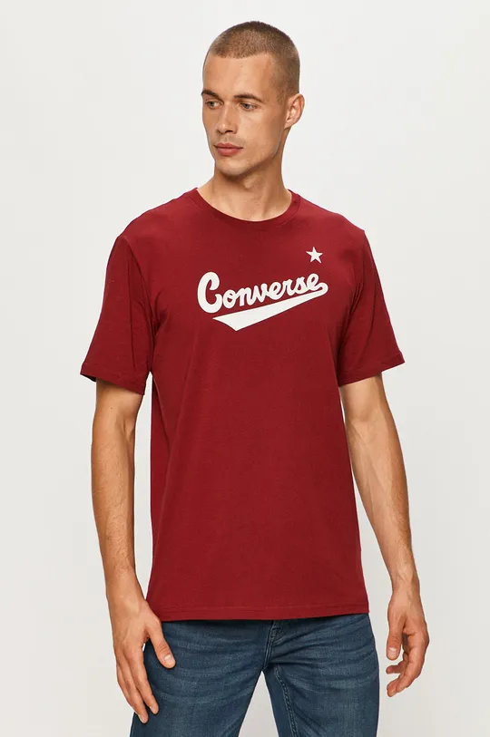 bordowy Converse - T-shirt Męski