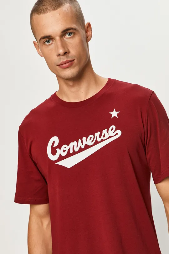 bordowy Converse - T-shirt