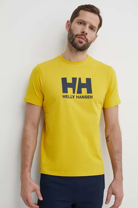 žltá Bavlnené tričko Helly Hansen Pánsky