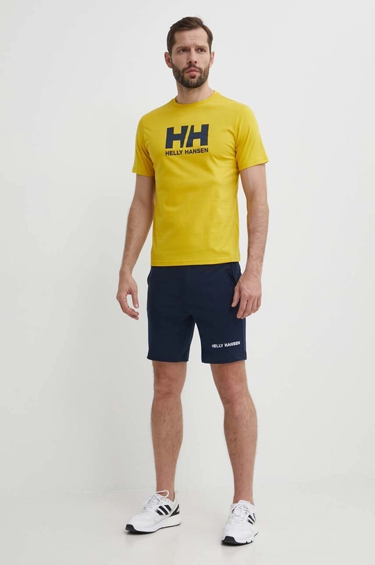 Βαμβακερό μπλουζάκι Helly Hansen κίτρινο