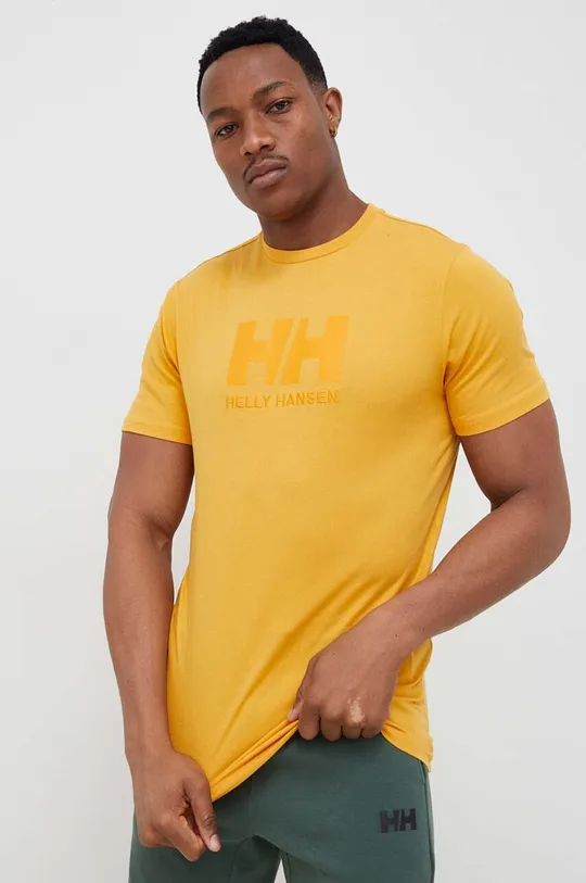 κίτρινο Βαμβακερό μπλουζάκι Helly Hansen Ανδρικά