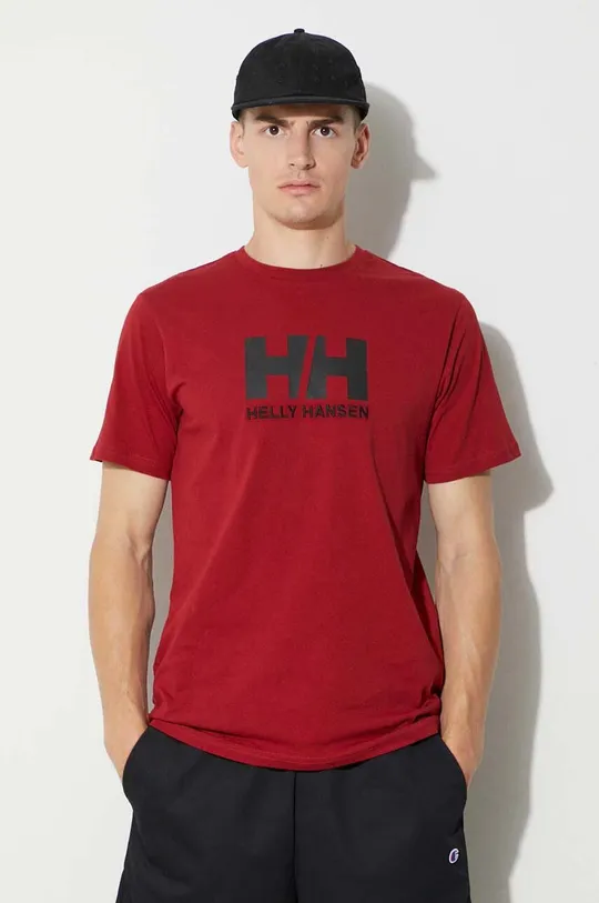 κόκκινο Βαμβακερό μπλουζάκι Helly Hansen Ανδρικά