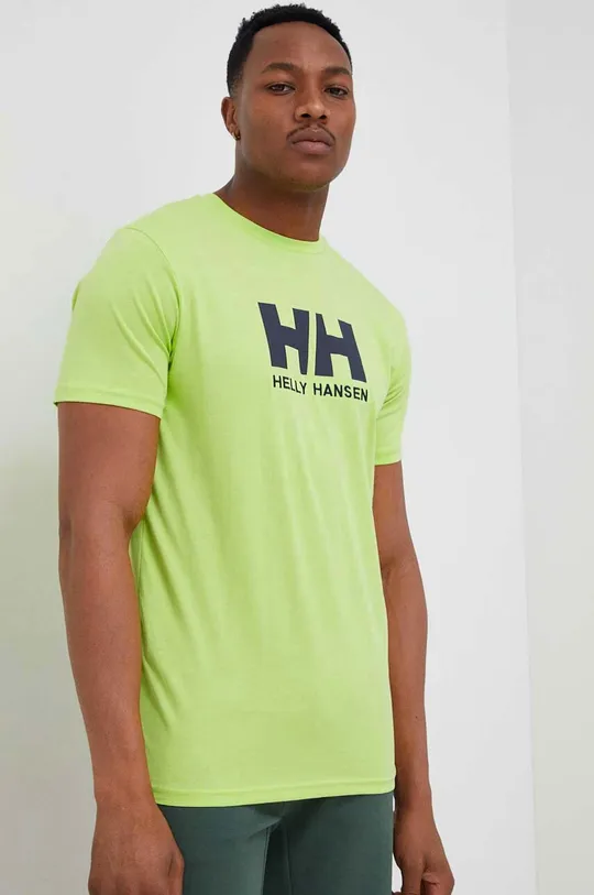πράσινο Βαμβακερό μπλουζάκι Helly Hansen Ανδρικά