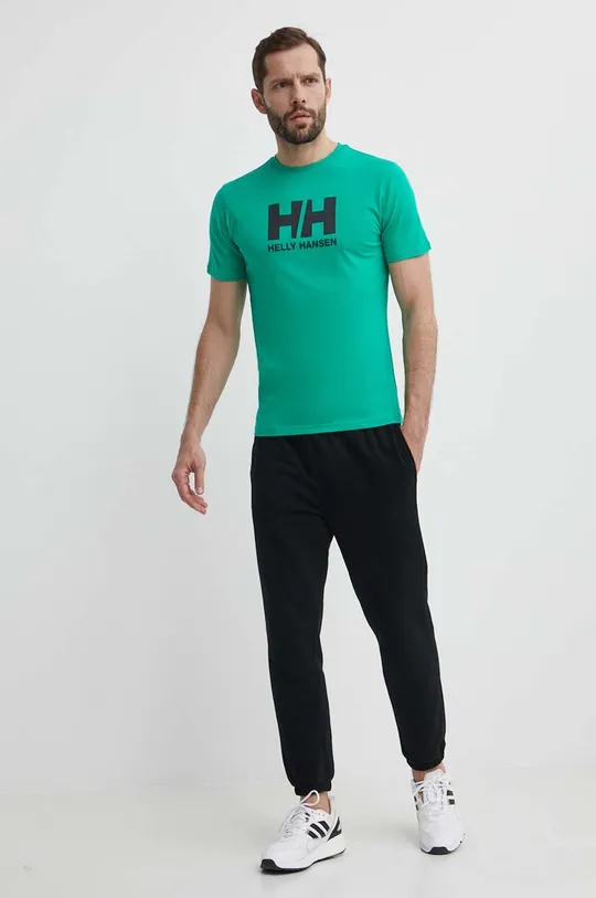 Βαμβακερό μπλουζάκι Helly Hansen πράσινο