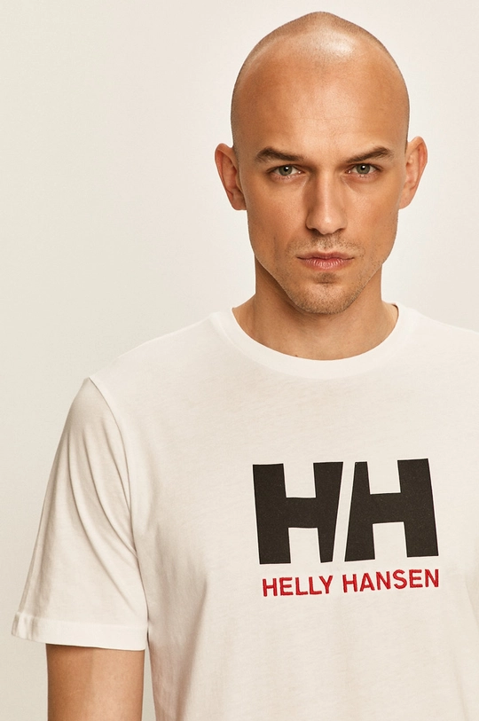 λευκό Βαμβακερό μπλουζάκι Helly Hansen Ανδρικά