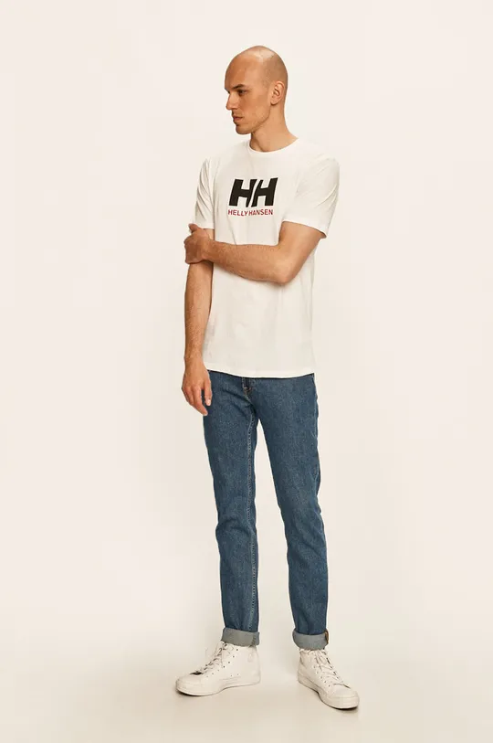 Βαμβακερό μπλουζάκι Helly Hansen λευκό