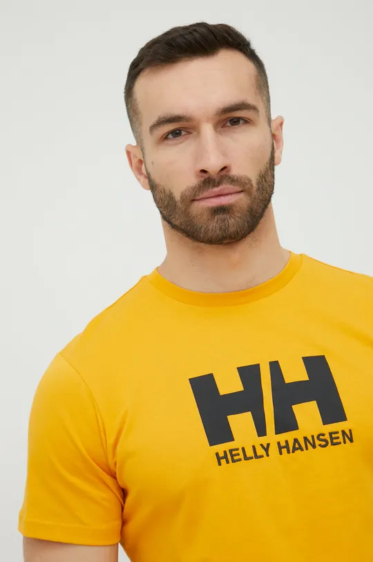 κίτρινο Βαμβακερό μπλουζάκι Helly Hansen Ανδρικά