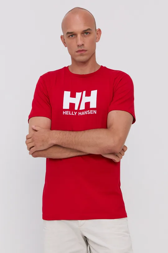 czerwony Helly Hansen t-shirt HH LOGO T-SHIRT