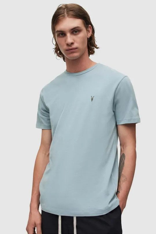 μπλε Βαμβακερό μπλουζάκι AllSaints Ανδρικά