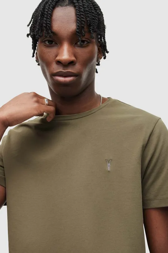 AllSaints t-shirt bawełniany BRACE TONIC CREW brązowy