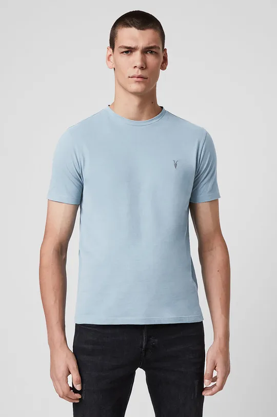 modrá Bavlnené tričko AllSaints Pánsky