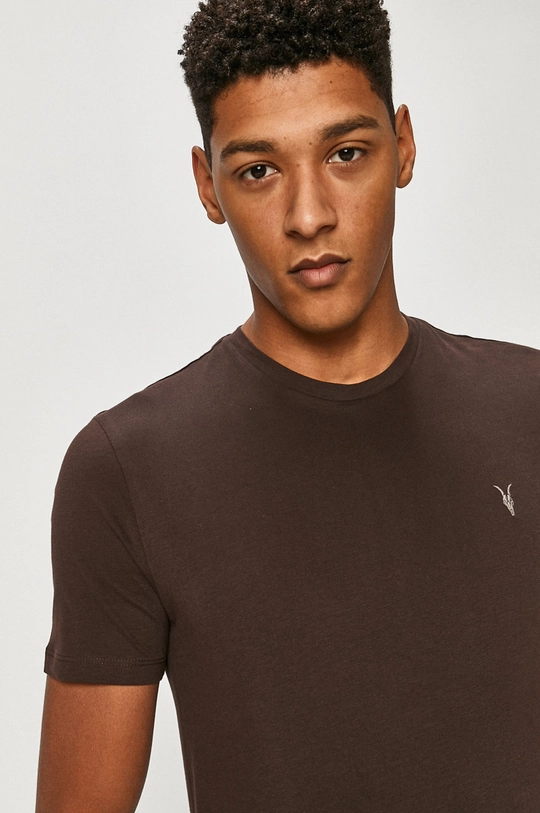 bordowy AllSaints t-shirt BRACE TONIC CREW