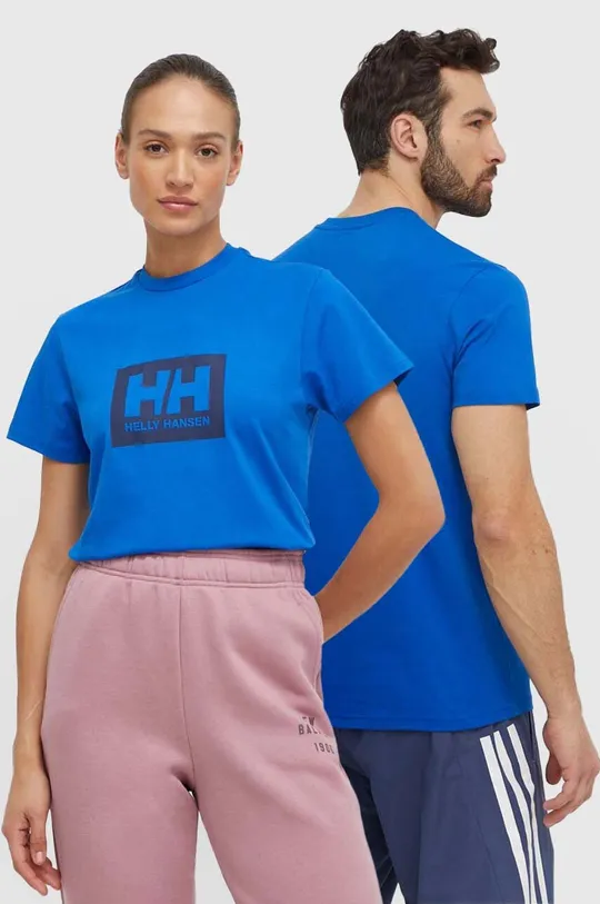 kék Helly Hansen pamut póló Uniszex