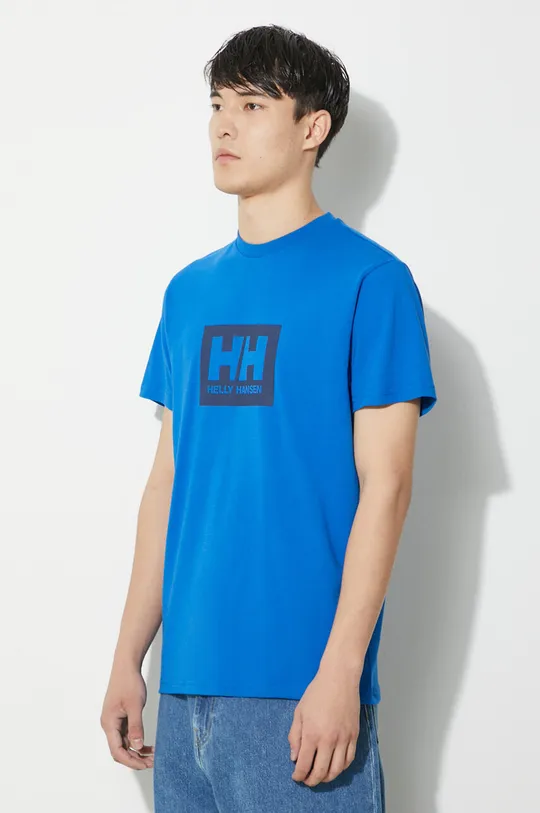 μπλε Βαμβακερό μπλουζάκι Helly Hansen
