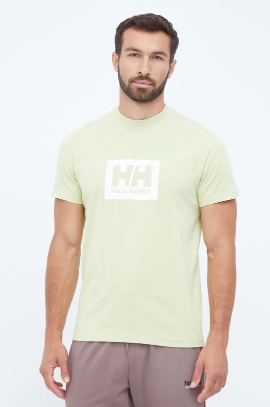 Хлопковая футболка Helly Hansen зелёный