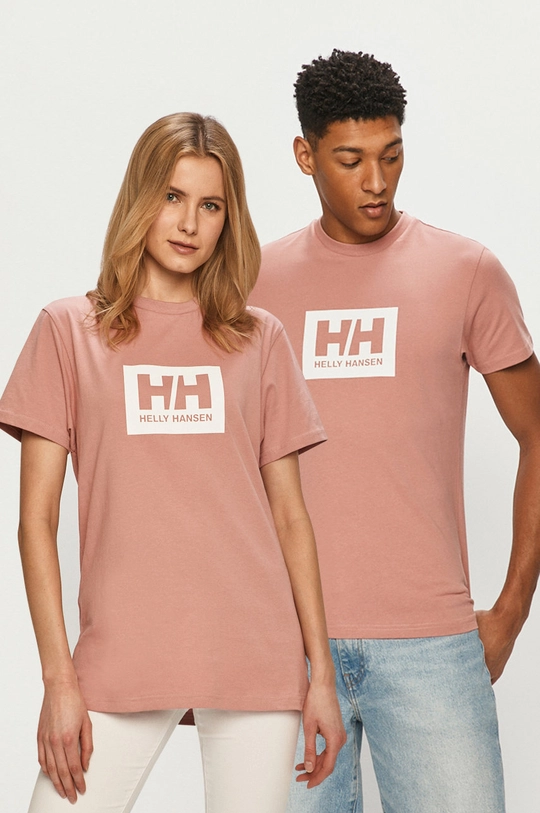 różowy Helly Hansen T-shirt bawełniany Unisex