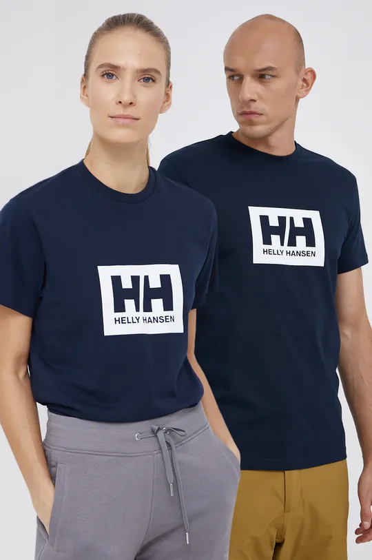 granatowy Helly Hansen T-shirt bawełniany Unisex