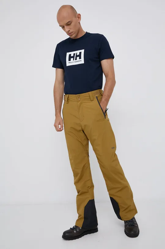 Бавовняна футболка Helly Hansen темно-синій