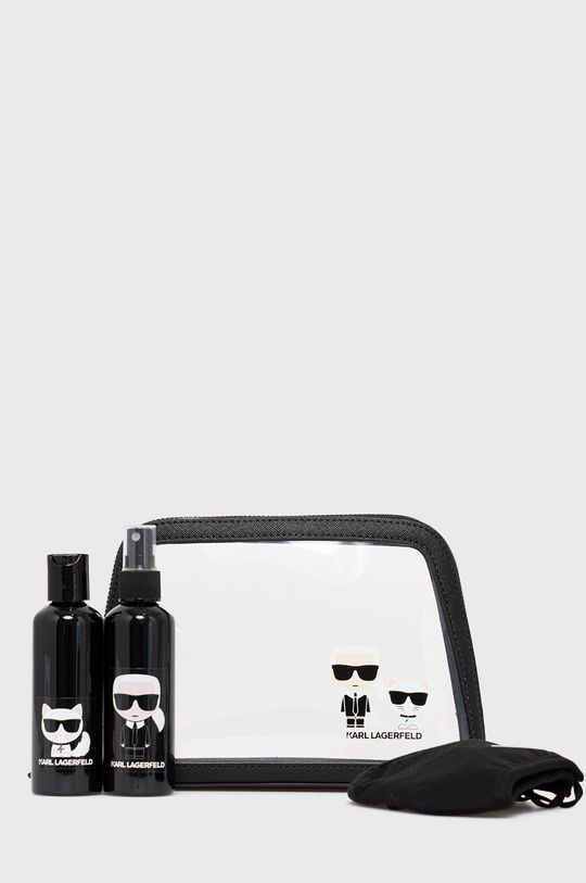 czarny Karl Lagerfeld Zestaw podróżny - kosmetyczka, maseczka i dwa pojemniki Damski
