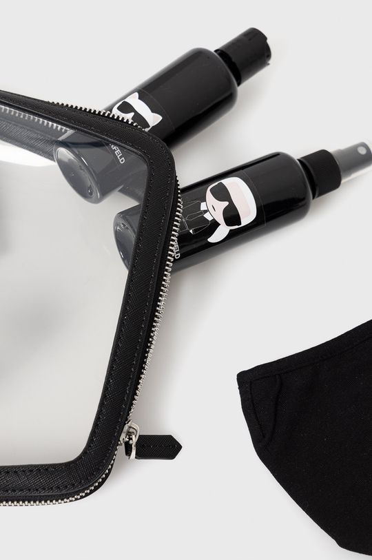 Karl Lagerfeld - Cestovní sada - kosmetická taška, rouška ​​a dvě nádoby černá