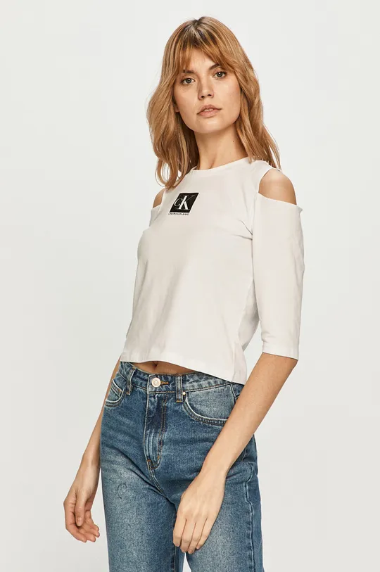 biały Calvin Klein Jeans - T-shirt J20J215323.4891 Damski