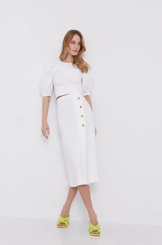 Βαμβακερή μπλούζα Bardot λευκό