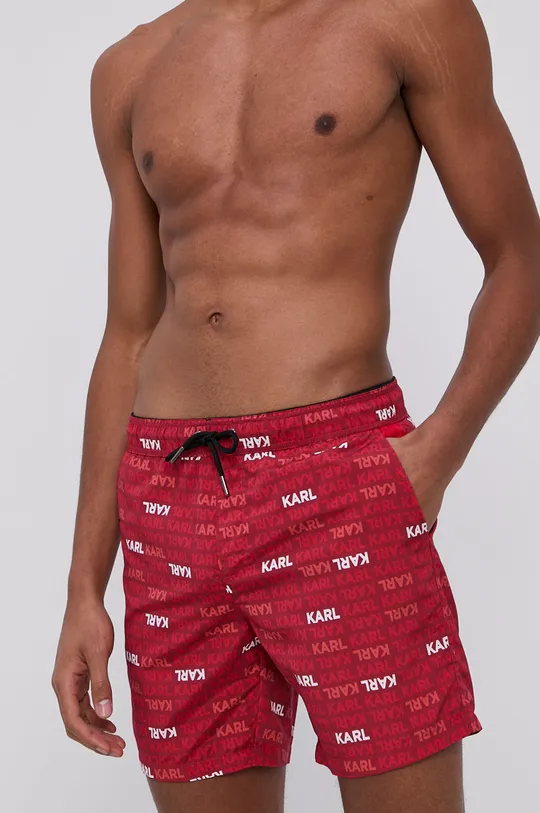czerwony Karl Lagerfeld Szorty kąpielowe KL21MBM06 Męski