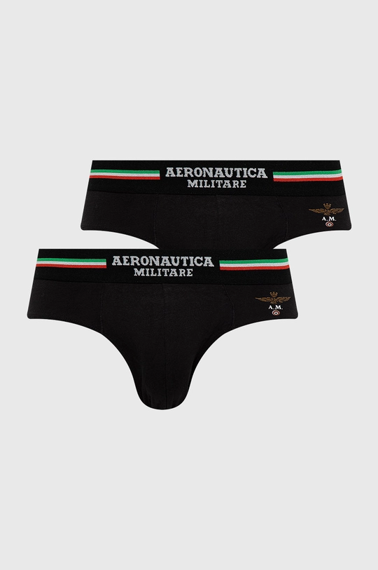 fekete Aeronautica Militare alsónadrág (2-pack) Férfi