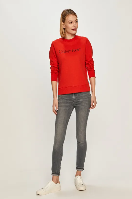 Calvin Klein - Бавовняна кофта червоний